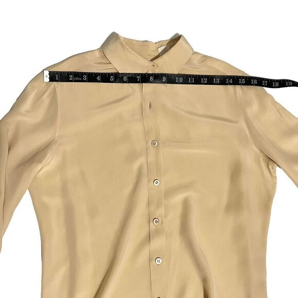 Lillie Rubin Women's Yellow Silk Long-Sleeve Button-Down Blouse Size 12 - Picture 11 of 13